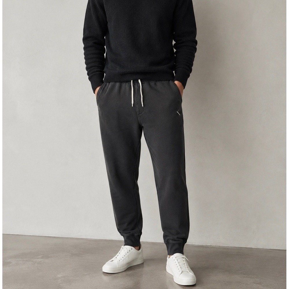 SATURDAYS NYC Kenmare Joggers Washed Black Cotton Sweatpants